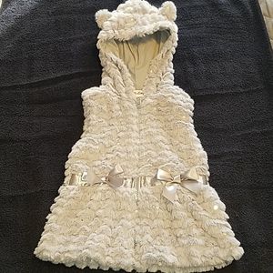 Super Sparkely! Fur/sequin hooded vest/dress